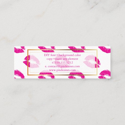 PixDezines kussen hete roze lippen Mini Visitekaartje (Achterkant)