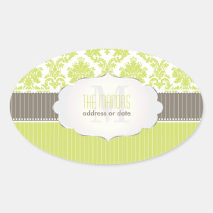 PixDezines la paloma damask/DIY kleur Ovale Sticker