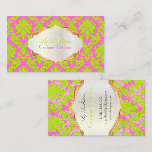 PixDezines la paloma damask/limoen Visitekaartje