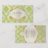 PixDezines  la paloma damask/matcha groen Visitekaartje (Voorkant / Achterkant)