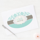 PixDezines la paloma damast/DIY kleur Ovale Sticker (Envelop)