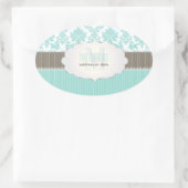 PixDezines la paloma damast/DIY kleur Ovale Sticker (Tas)