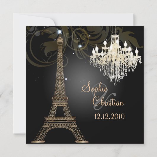 PixDezines LA TOUR EIFFEL/PARIS/CRYSTAL CHANDELIER Kaart (Voorkant)