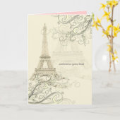 PixDezines la tour eiffel/paris Kaart (Gele Bloem)