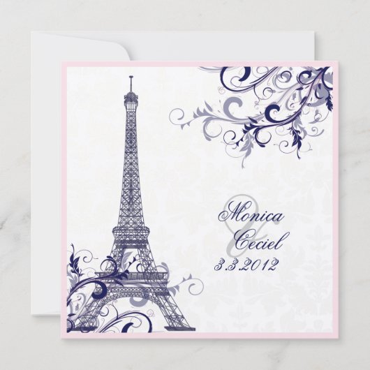 PixDezines la tour eiffel/paris/METALLIC SILVER Kaart (Voorkant)