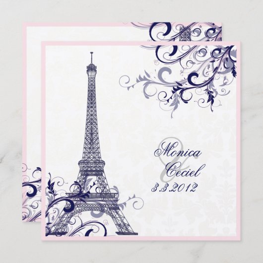 PixDezines la tour eiffel/paris/METALLIC SILVER Kaart (Voorkant / Achterkant)