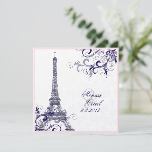 PixDezines la tour eiffel/paris/METALLIC SILVER Kaart (Staand voorkant)