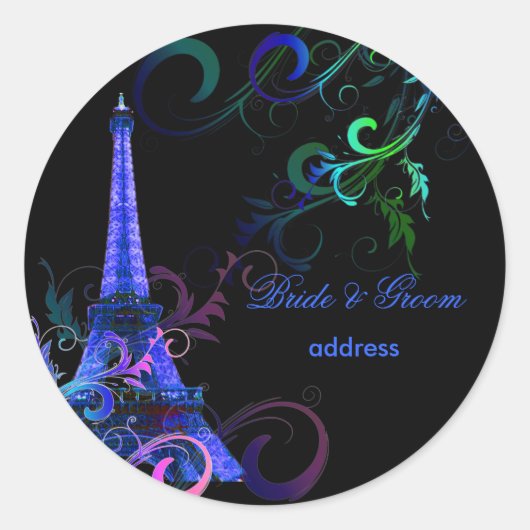 PixDezines la tour eiffel/paris Ronde Sticker (Voorkant)