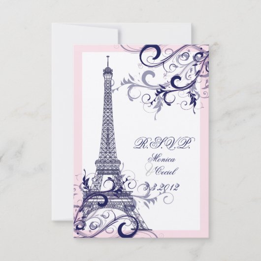 PixDezines la tour eiffel/paris RSVP Kaartje (Voorkant)