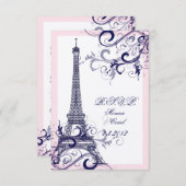 PixDezines la tour eiffel/paris RSVP Kaartje (Voorkant / Achterkant)