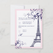PixDezines la tour eiffel/paris RSVP Kaartje (Achterkant)