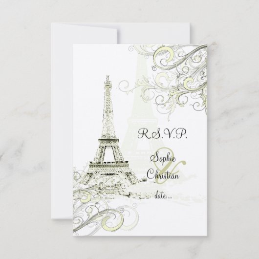 PixDezines la tour eiffel/paris RSVP Kaartje (Voorkant)