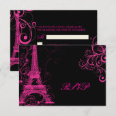 PixDezines la tour eiffel/paris RSVP Kaartje (Voorkant / Achterkant)