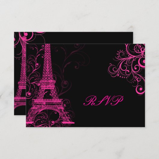 PixDezines la tour eiffel/paris RSVP Kaartje (Voorkant / Achterkant)