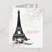 PixDezines la tour eiffel/paris Uitnodiging Briefkaart (Voorkant / Achterkant)