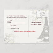 PixDezines la tour eiffel/paris Uitnodiging Briefkaart (Achterkant)