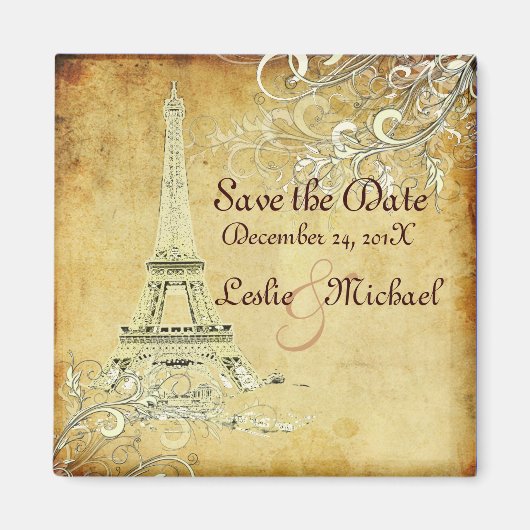 PixDezines  La Tour Eiffel, Save the Date Magneet (Voorkant)