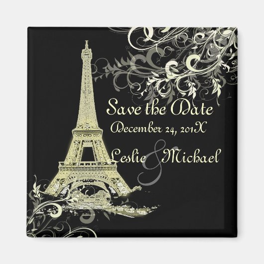 PixDezines La Tour Eiffel, Save the Date Magneet (Voorkant)