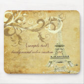 PixDezines La Tour Eiffel+Swirls, Faux Parchment Muismat (Voorkant)