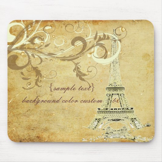 PixDezines La Tour Eiffel+Swirls, Faux Parchment Muismat (Voorkant)
