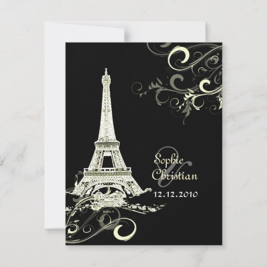 PixDezines La Tour Eiffel+Swirls Kaart (Voorkant)