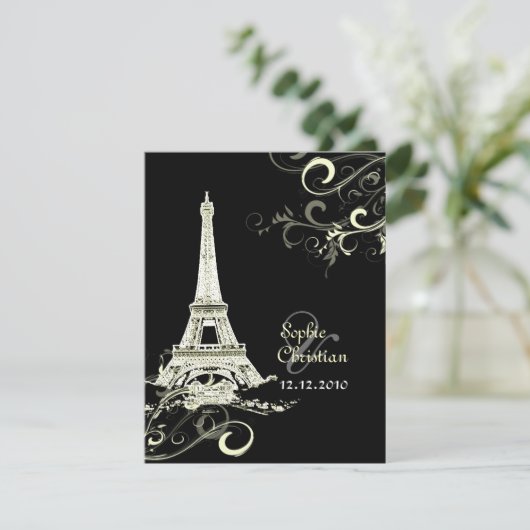 PixDezines La Tour Eiffel+Swirls Kaart (Staand voorkant)