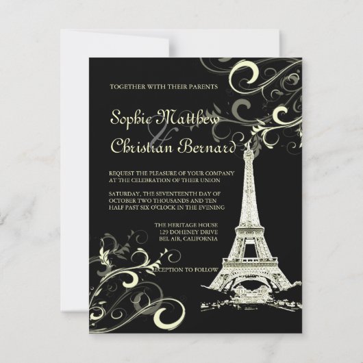 PixDezines La Tour Eiffel+Swirls Kaart (Achterkant)