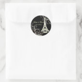 PixDezines La Tour Eiffel+Swirls Ronde Sticker (Tas)