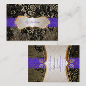 PixDezines  Lace-Up/black+paarse Visitekaartje (Voorkant / Achterkant)
