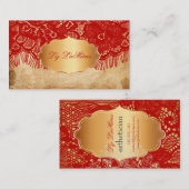 PixDezines  Lace-Up/red Visitekaartje (Voorkant / Achterkant)