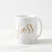 PixDezines LADYBOSS Marmer + Nepgoud/Script Koffiemok (Voorkant rechts)