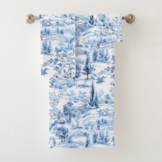PixDezines Landschap Chinoiserie, Blauw Bad Handdoek (Insitu)