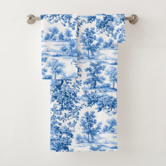 PixDezines Landschap Chinoiserie, Indigo Blauw Bad Handdoek