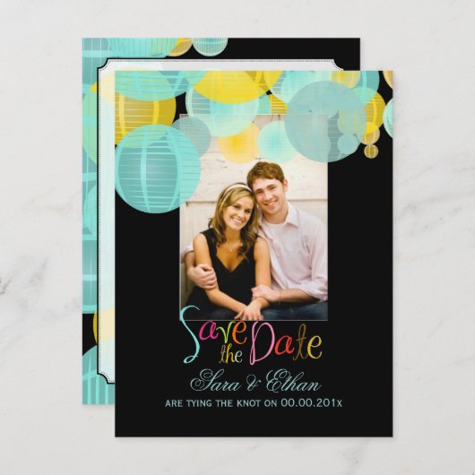 PixDezines lantaarns opslaan de datum Aankondigingskaart (Voorkant / Achterkant)