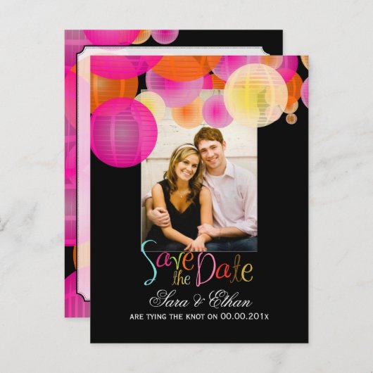 PixDezines lantaarns opslaan de datum Aankondigingskaart (Voorkant / Achterkant)