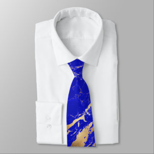 PixDezines Lapis Blauwe Marmeren Plaat+Gouden Ader Stropdas