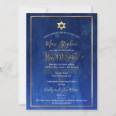 PixDezines Large, Bar Mitswa Navy Blue Waterverf Kaart (Achterkant)