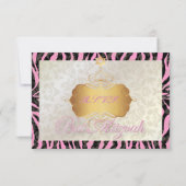 PixDezines LARGE RSVP Zebra/Damask Bat Mitzvah (Achterkant)