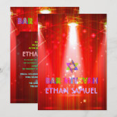 PixDezines laser/neon lampjes bar mitswa Kaart (Voorkant / Achterkant)