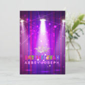 PixDezines Laser/Neon Lights Bat Mitzvah Kaart (Staand voorkant)