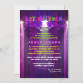 PixDezines Laser/Neon Lights Bat Mitzvah Kaart (Achterkant)