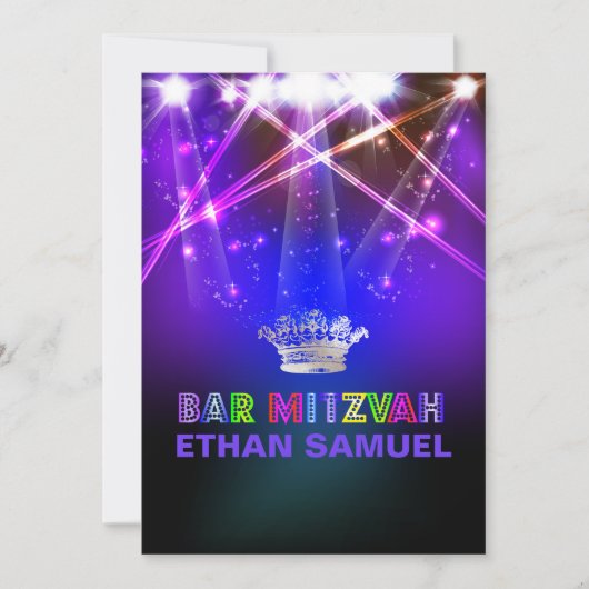 PixDezines laser/neonlampen bar mitzvah Kaart (Voorkant)
