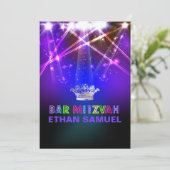 PixDezines laser/neonlampen bar mitzvah Kaart (Staand voorkant)