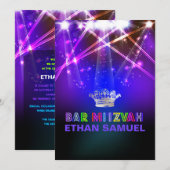 PixDezines laser/neonlampen bar mitzvah Kaart (Voorkant / Achterkant)