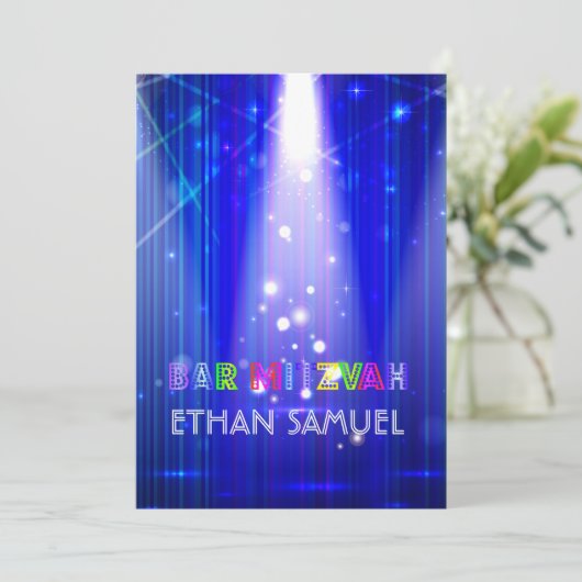 PixDezines laser/neonlampen bar mitzvah Kaart (Staand voorkant)