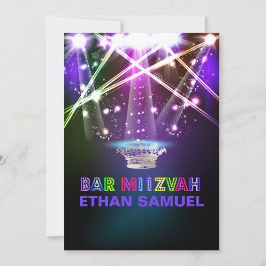 PixDezines laser/neonlampen bar mitzvah Kaart (Voorkant)