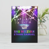PixDezines laser/neonlampen bar mitzvah Kaart (Staand voorkant)