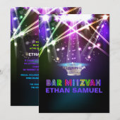 PixDezines laser/neonlampen bar mitzvah Kaart (Voorkant / Achterkant)