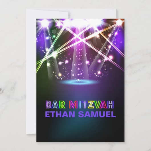 PixDezines laser/neonlampen bar mitzvah Kaart (Voorkant)