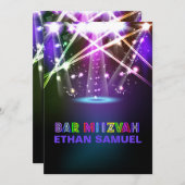 PixDezines laser/neonlampen bar mitzvah Kaart (Voorkant / Achterkant)
